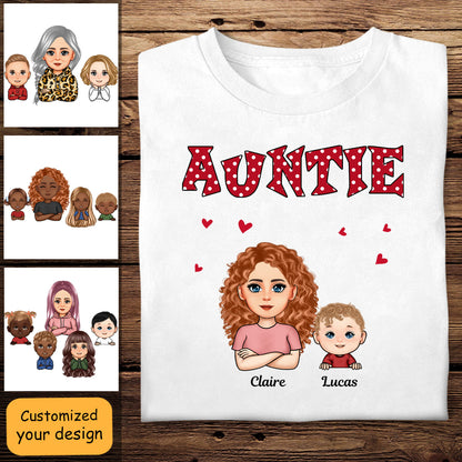 Polka Dot Pattern Auntie And Kids - Personalized Apprael - Gift For Aunt, Mother's Day, Gift For Mother bn-fb-64228cf52567710008c48595-fix1.jpg