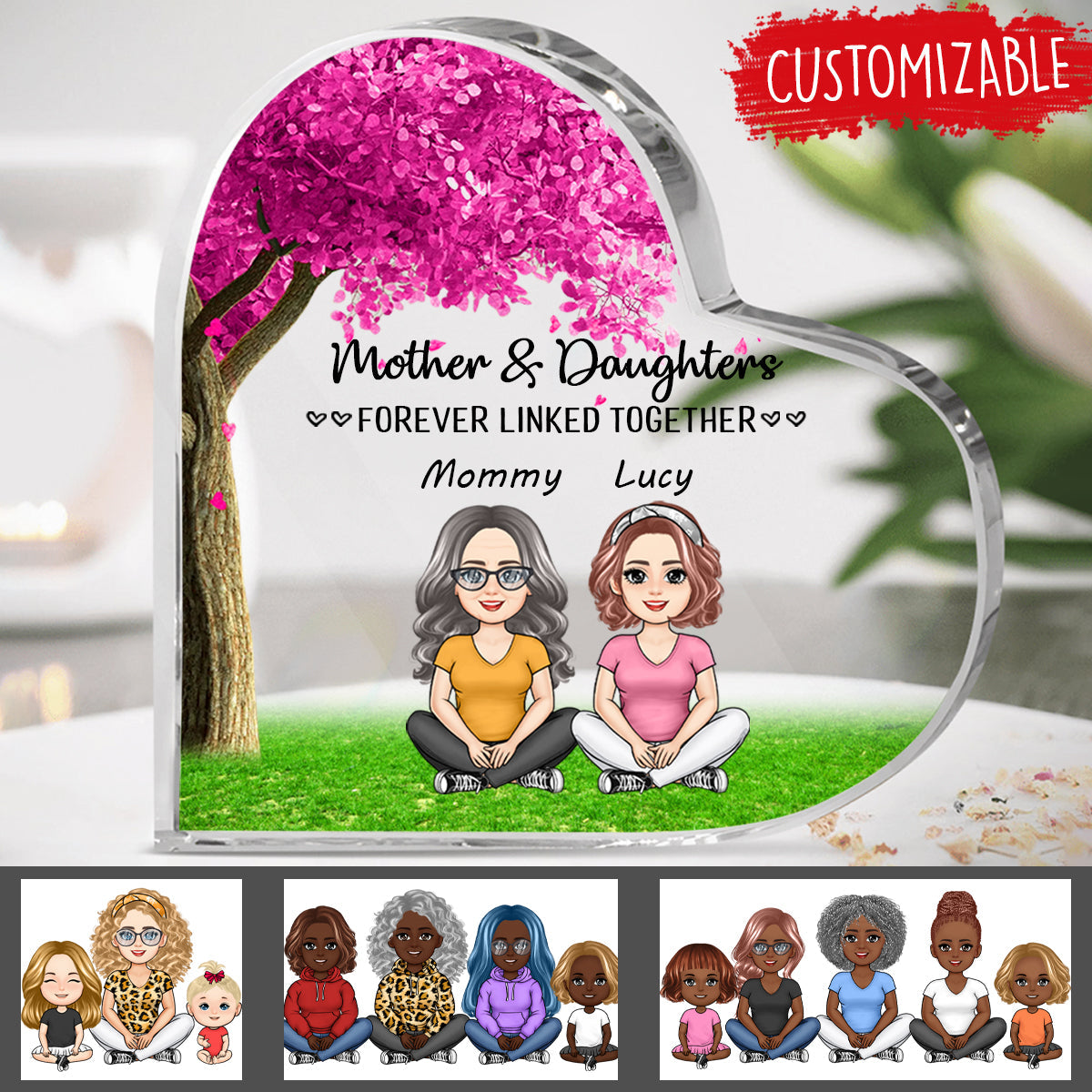 Mother and Daughters forever linked together - Personalized Heart Shaped Acrylic Plaque - Gift For Mother bn-fb-642e4f0e21e43b0008dcfdf4.jpg