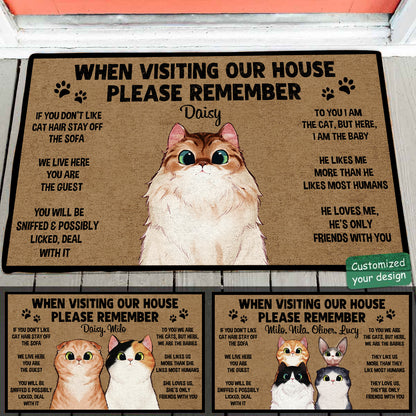 Remember When Visiting Cats House - Personalized Doormat - Gift For Cat Mom bn-fb-643371b2ab60aa00083f9328.jpg