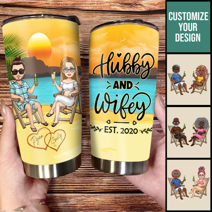 Hubby & Wifey - Personalized Tumbler - Gift For Couple, Beach, Summer Vacation bn-fb-64954d993be5ff00085d245d.jpg