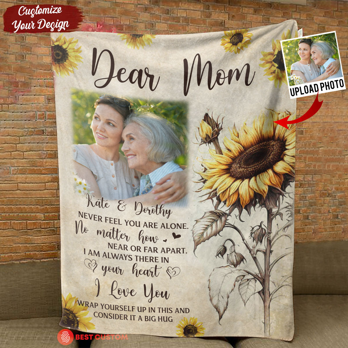 Dear Mom, Never Feel You Are Alone - Personalized Blanket - Mother's Day, Loving, Birthday Gift For Mom, Mother bn-fb_ac8399fa-d26c-4ac4-b5a7-b05d5cbcb13a.jpg