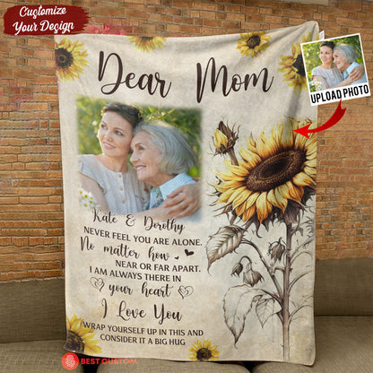 Dear Mom, Never Feel You Are Alone - Personalized Blanket - Mother's Day, Loving, Birthday Gift For Mom, Mother bn-fb_ac8399fa-d26c-4ac4-b5a7-b05d5cbcb13a.jpg