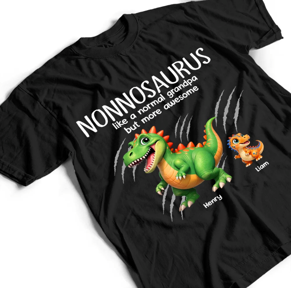 Papasaurus Like A Normal Grandpa But More Awesome - Personalized T Shirt