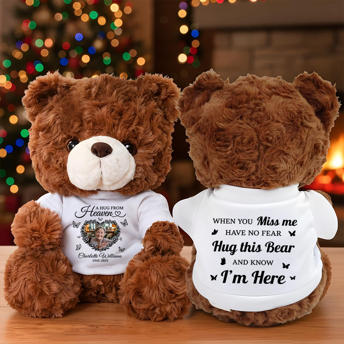 Memoria Heaven Heart Photo - Personalized Teddy Bear