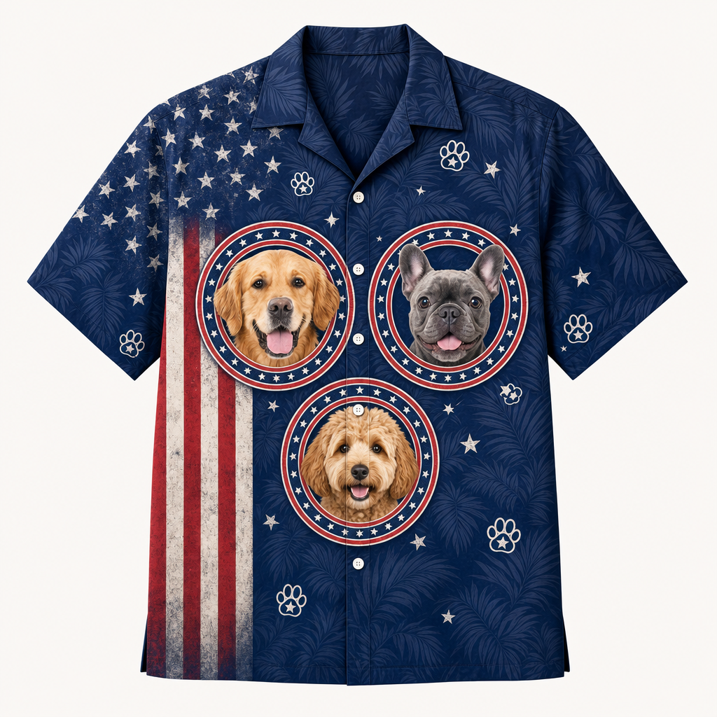 Stars & Paws Custom Pet Photo Hawaiian Shirt - Hero