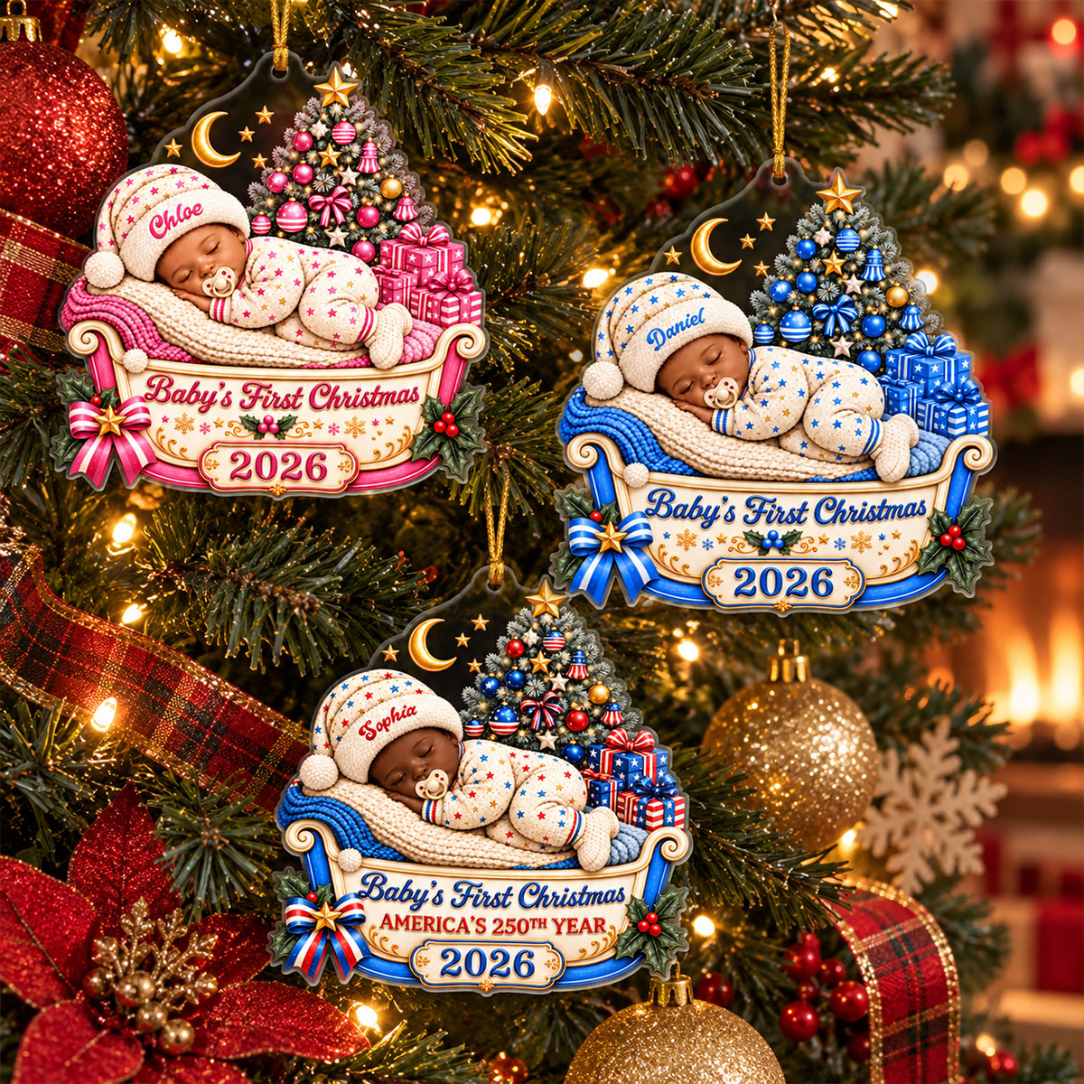 Christmas Dream Baby First Christmas 250th Ornament - Personalized Acrylic Ornament c0ecb15a-8294-4636-a88a-92bd445a1551-1.jpg