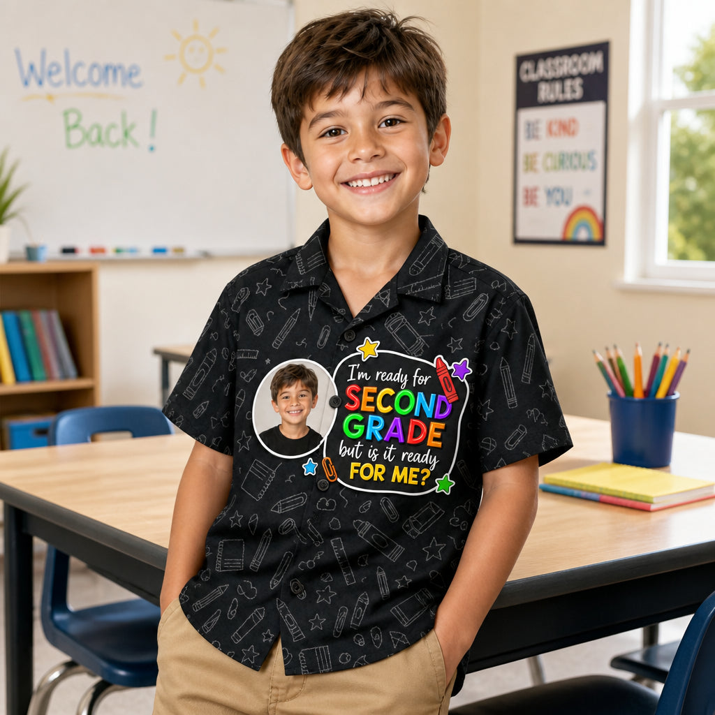 Second Grade Ready Photo Kids Hawaiian Shirt - Personalized Hawaiian Kids Shirt - AOP c0f38e2c-63e6-44cf-add0-3dc985787cda.jpg