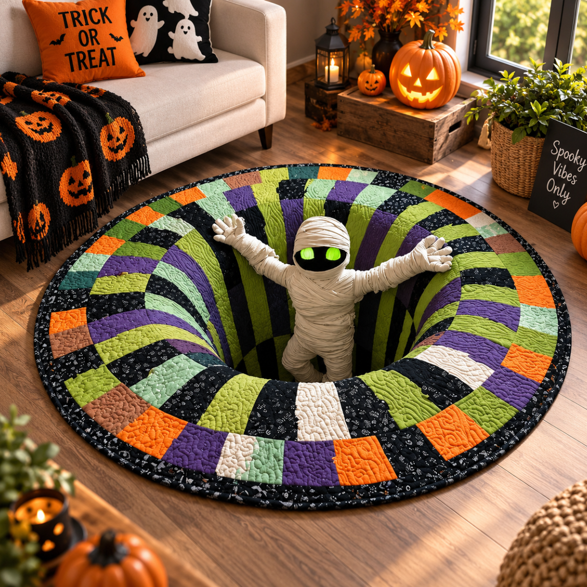 Mummy’s Out of the Pit 3D Quilted Carpet – Funny Halloween Illusion Round Rug, Spooky Mummy Floor Decor for Haunted Home & Party c10caec9-4e68-4d33-a0fb-229b296a385b-3.png