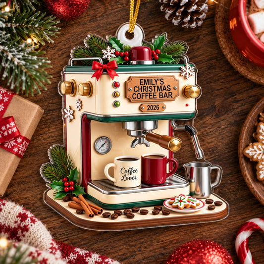 Coffee Maker Christmas- Personalized Acrylic Ornament, Custom Espresso Machine Xmas Decor 2026, Gift for Coffee Lover Barista, Coffee Bar Ornament c2bbb924-bc61-4510-b032-24c16643fce6-6aa8b3be02b92.jfif