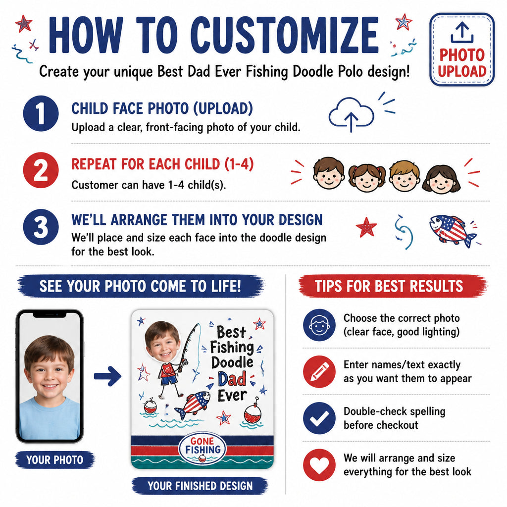 Best Dad Ever Fishing Doodle Polo - How to customize