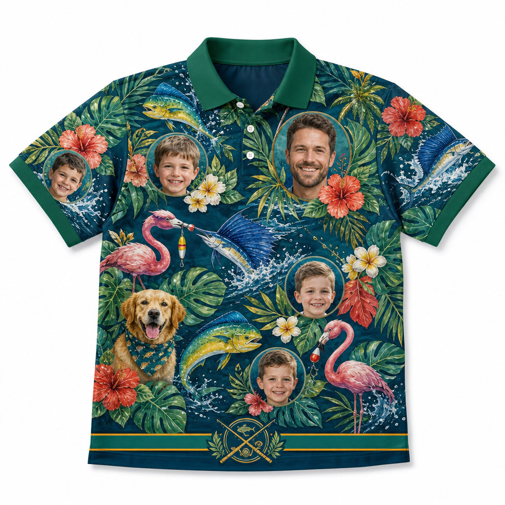 Fishing Dad Tropical Family Polo - Hero