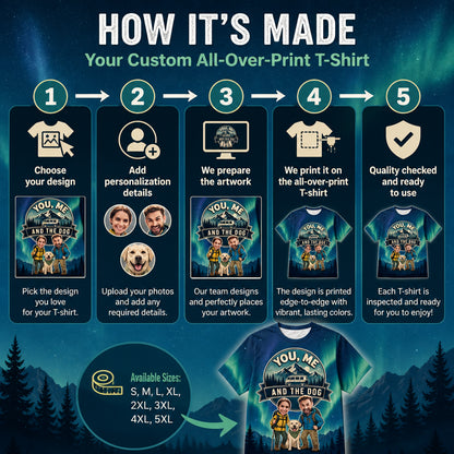 You, Me and the Dog – Road-Trip AOP Tee (3 Face Uploads) - How it is made