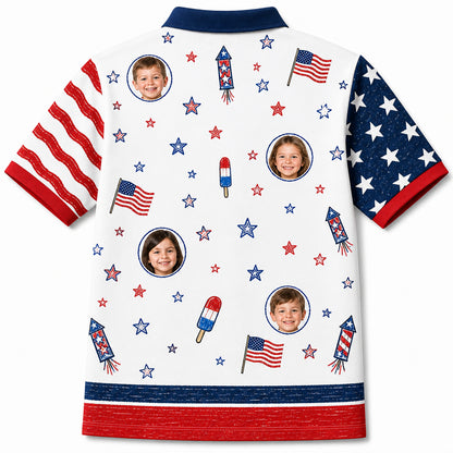 Best Grandpa Ever Patriotic Photo Polo - Back view