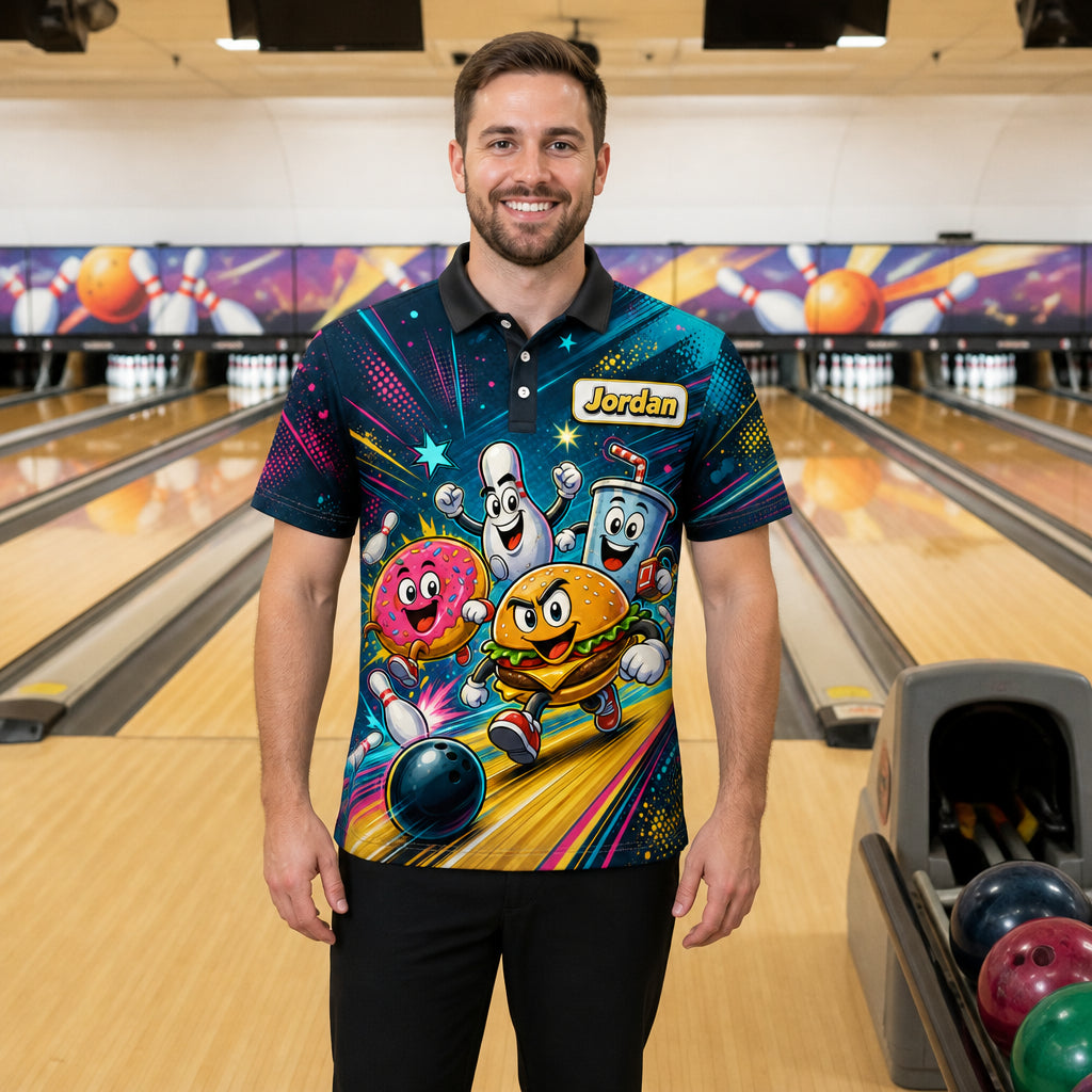 Custom Bowling Team AOP Polo — Cartoon Food Mascots - Personalized Polo shirt - All over printed c3c0c607-ff09-4b00-ab27-001bd774f6d9.jpg