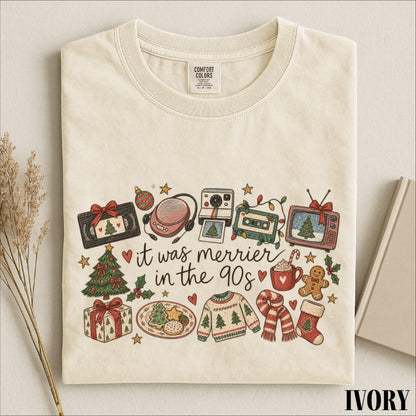 It Was Merrier In The 90s Shirt, Retro Christmas Nostalgia Graphic Tee, Comfort Colors T-Shirt Gift for 90s Kids and Holiday Lovers c40c1b6b-c09f-43c8-8128-d7da0d9d867d-1.jpg