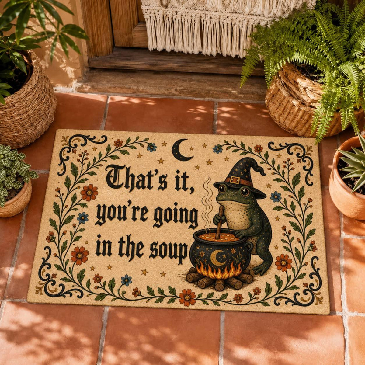 Printed Halloween Fabric Doormat with Witch Frog, Cauldron and Soup Meme Quote c46ad723-d618-459f-82c7-9c0c9f8ed10e-2.jpg