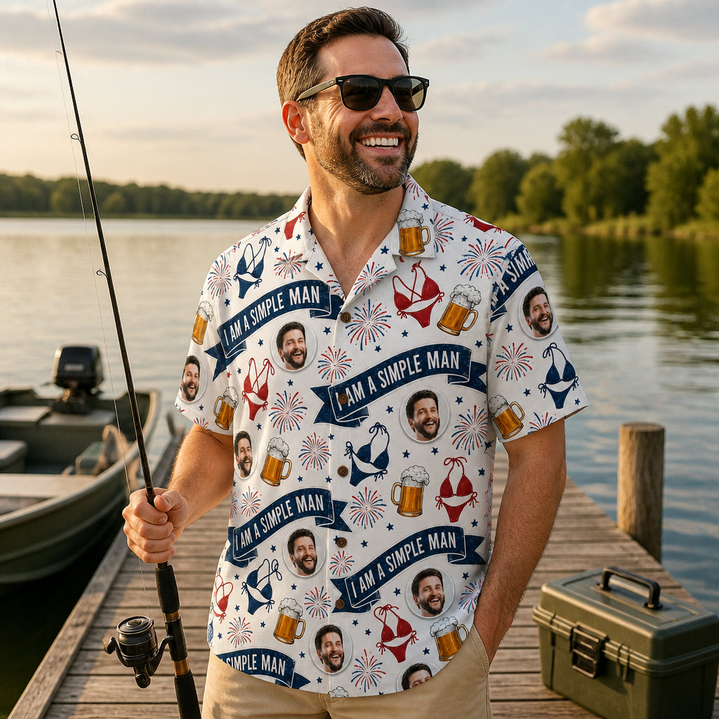 Simple Man Face Pattern Hawaiian Shirt - Lifestyle 1