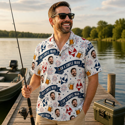 Simple Man Face Pattern Hawaiian Shirt - Lifestyle 1