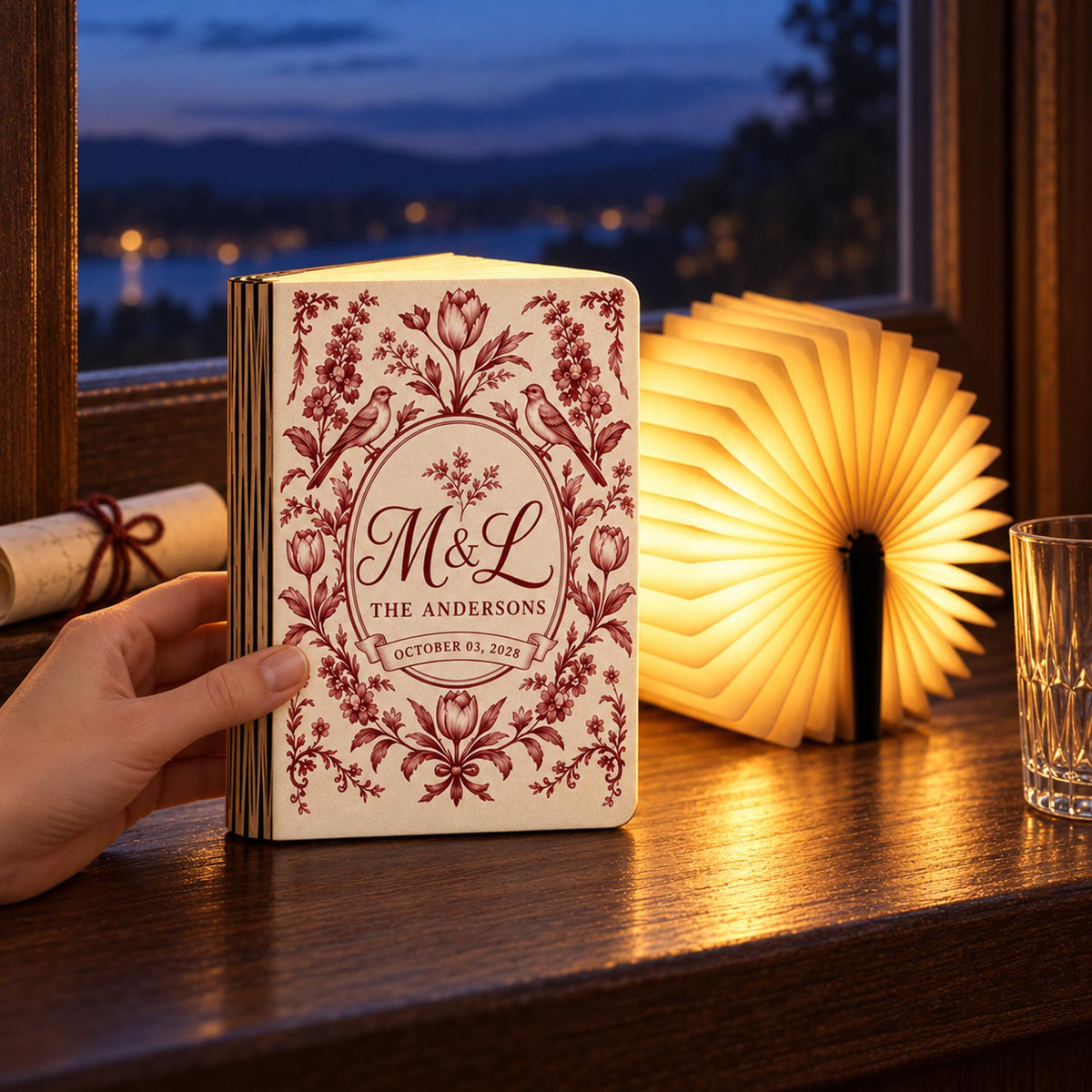 Personalized 3D Page Turning Desk Lamp, Toile De Jouy Floral Monogram Book Lamp, Custom Couple Wedding Lamp, Romantic Anniversary Gift c522c420-792b-4fe7-8a63-4f4eb208be97-1.jpg