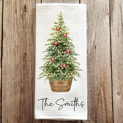 Personalized Christmas Tree Tea Towel, Farmhouse Kitchen Decor c601838c-b2d6-45af-aa82-55064604a8f8-3.png