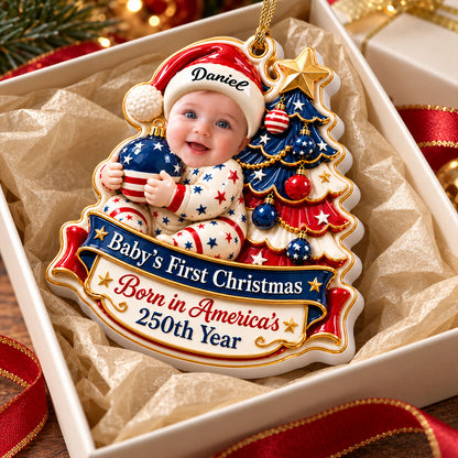 Personalized Baby's 1st Christmas Ornament, Patriotic Parent Gift, Newborn Photo Keepsake c635de9a-99f4-4cf6-a67c-6cd273b849b6-4.jpg