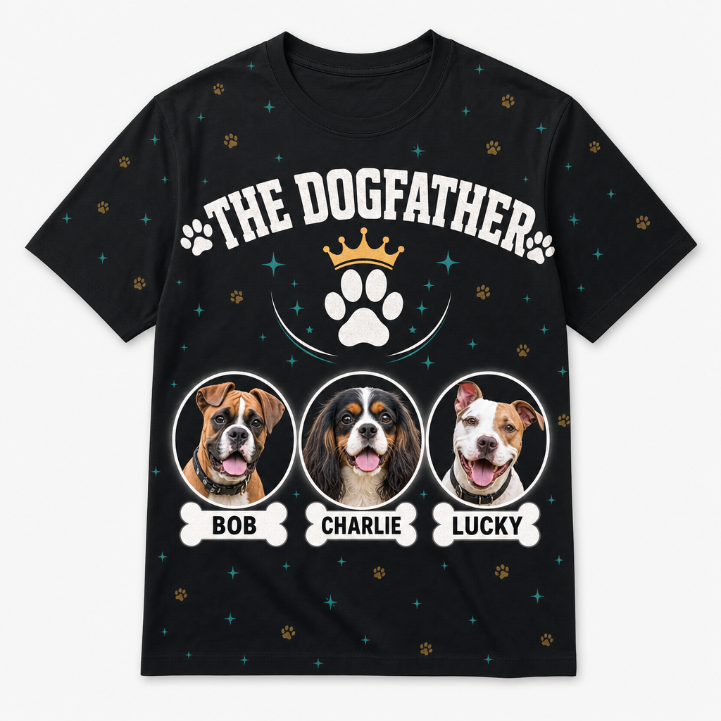 The Dogfather Custom Pet Photo T‑Shirt - Hero