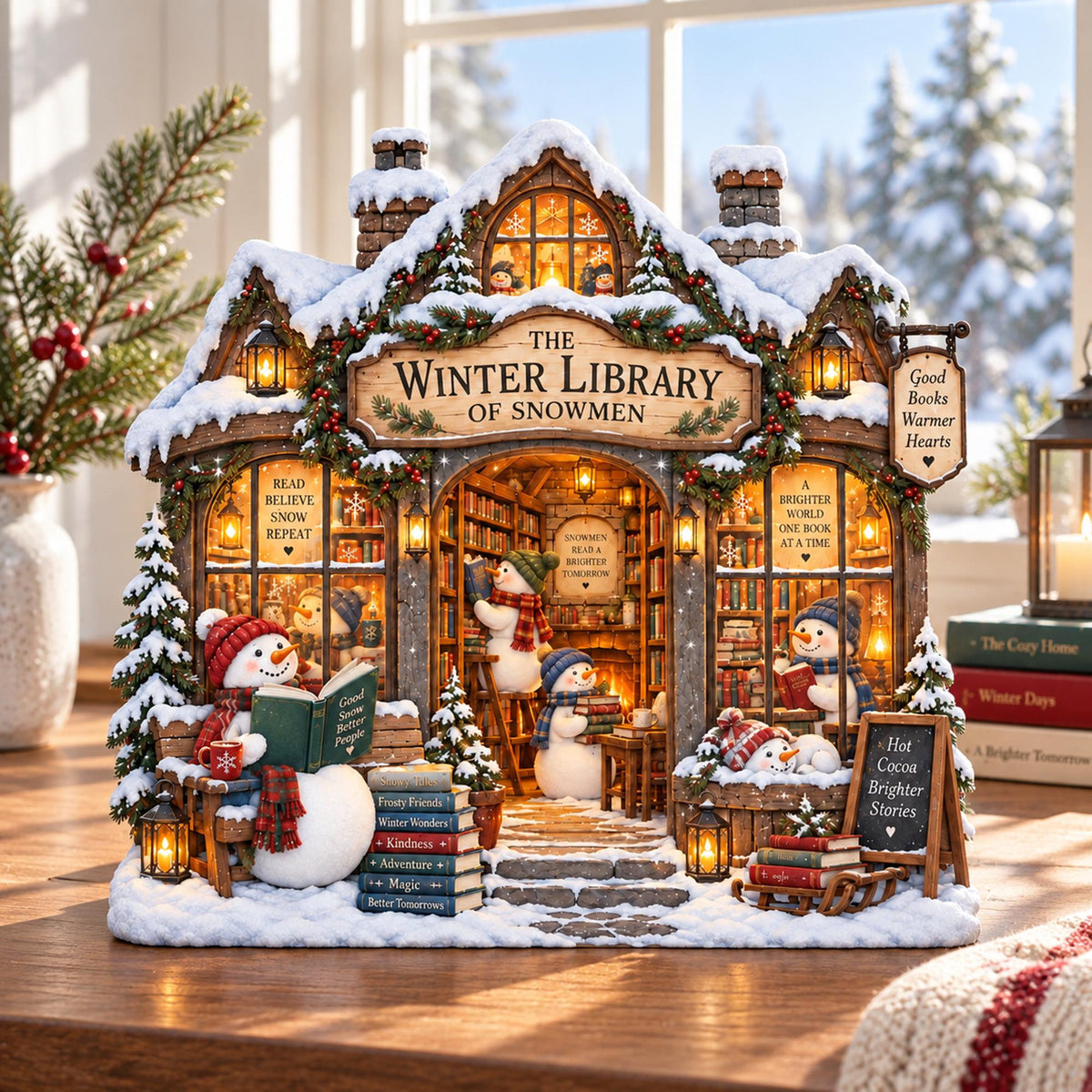 Personalized Snowman Library Wooden Block, Personalized Winter Bookshop Christmas Decor, Book Lover Shelf Sign, Reading Lover Gift c92cd581-e280-4f63-82e8-e9c7feb7d88b-1.jpg