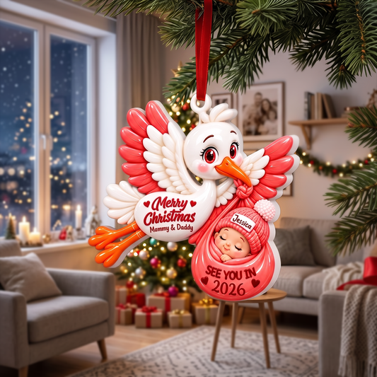 Stork Carrying Baby  - Personalized Real 3D Raised Ornament c9316854-0d43-4915-bcf6-3a51d05914ac-5-1-.png