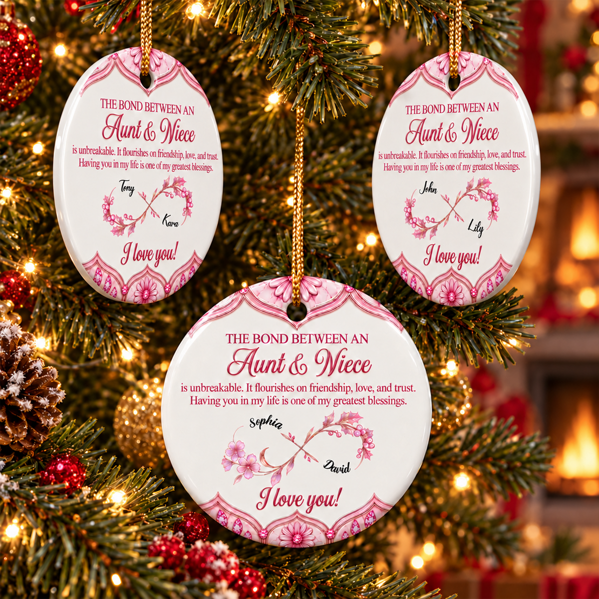 Personalized The Bond Between Aunt & Niece Christmas Ornament - Custom Ceramic Keepsake Gift for Niece from Aunt c94b628c-8653-4ab1-8f44-4b2de08bb661-3.png