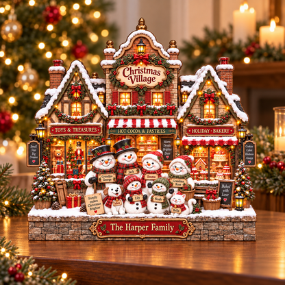 Personalized Christmas Village Decor, Custom Family Name Snowman Scene, Holiday Wooden Block GIFT 2026, Family Tabletop Gift, Holiday Decor c9519cff-71a4-4a9f-a1eb-6cf72744e1fc-banner-1.png