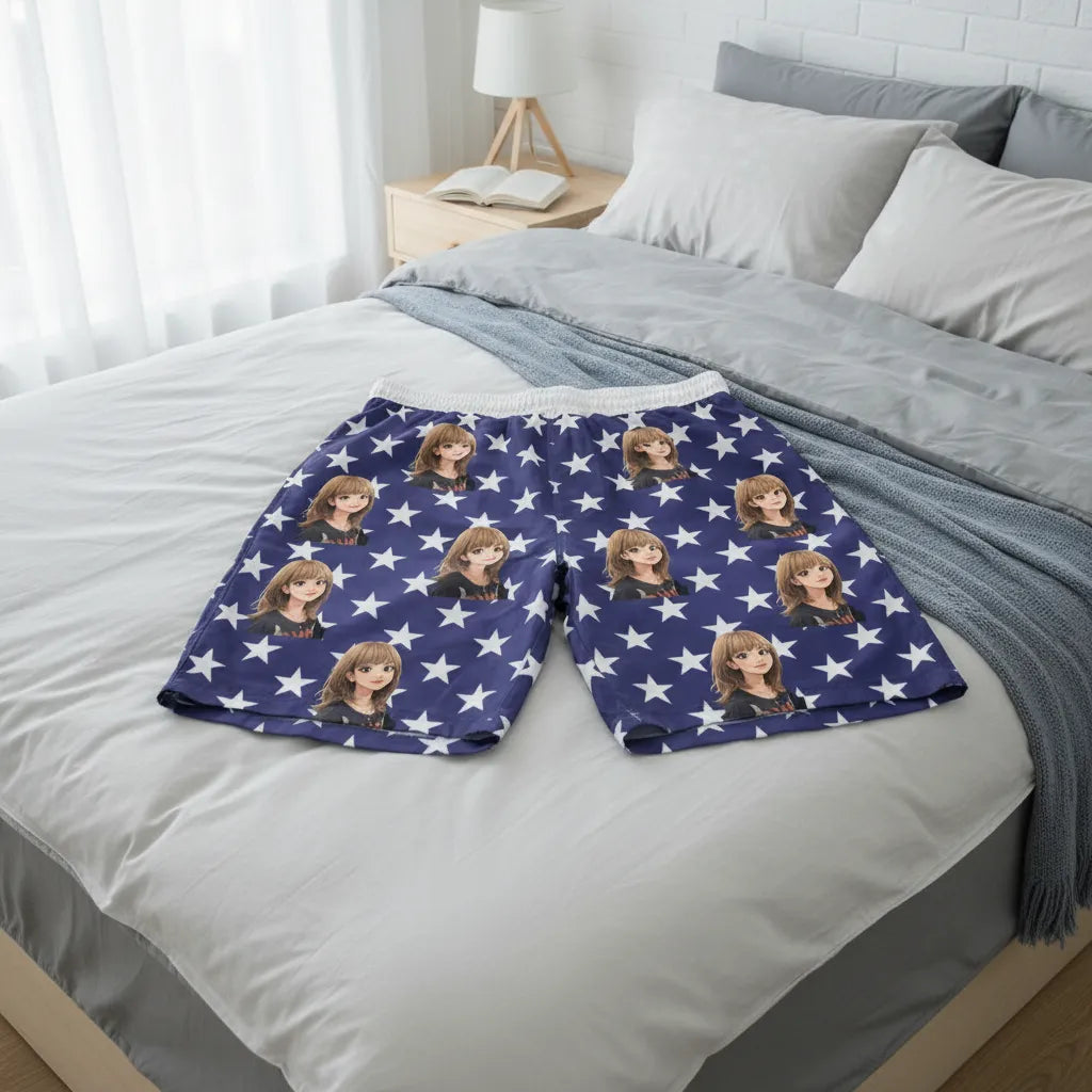 Custom Photo American Flag - Personalized Unisex Beach Shorts