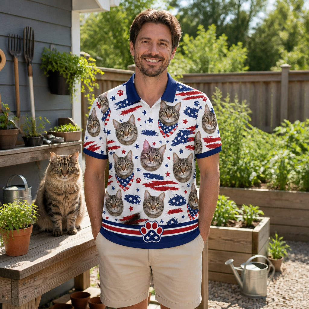 Custom Cat Photo Patriotic Shirt - Lifestyle 1