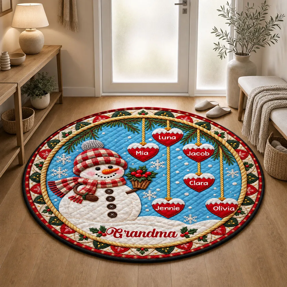 Happy Christmas Snowman Grandma - Personalized Quilted Carpet - Christmas Decoration, Gift For Grandma c9fad5d0-7701-4bcb-9765-216f0db4a3b2-3.png