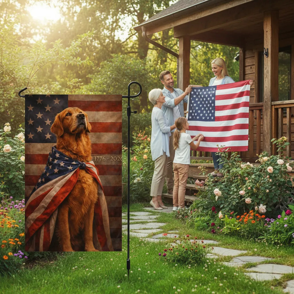 Custom Dog Photo American Patriot Garden Flag