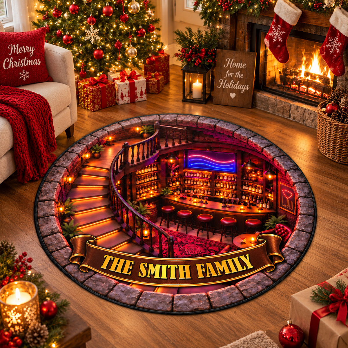 Wine Cellar Fantasy Decor for Wine Lovers Merry Christmas 3D Illusion Quilted Rug - Personalized Quilted Mat ca2f9f9a-7c7a-44c3-bb39-5feb10c4dbb9-3.jpg