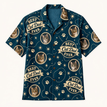 Best Cat Dad Ever – Pet Photo Hawaiian Shirt (AOP) - Hero