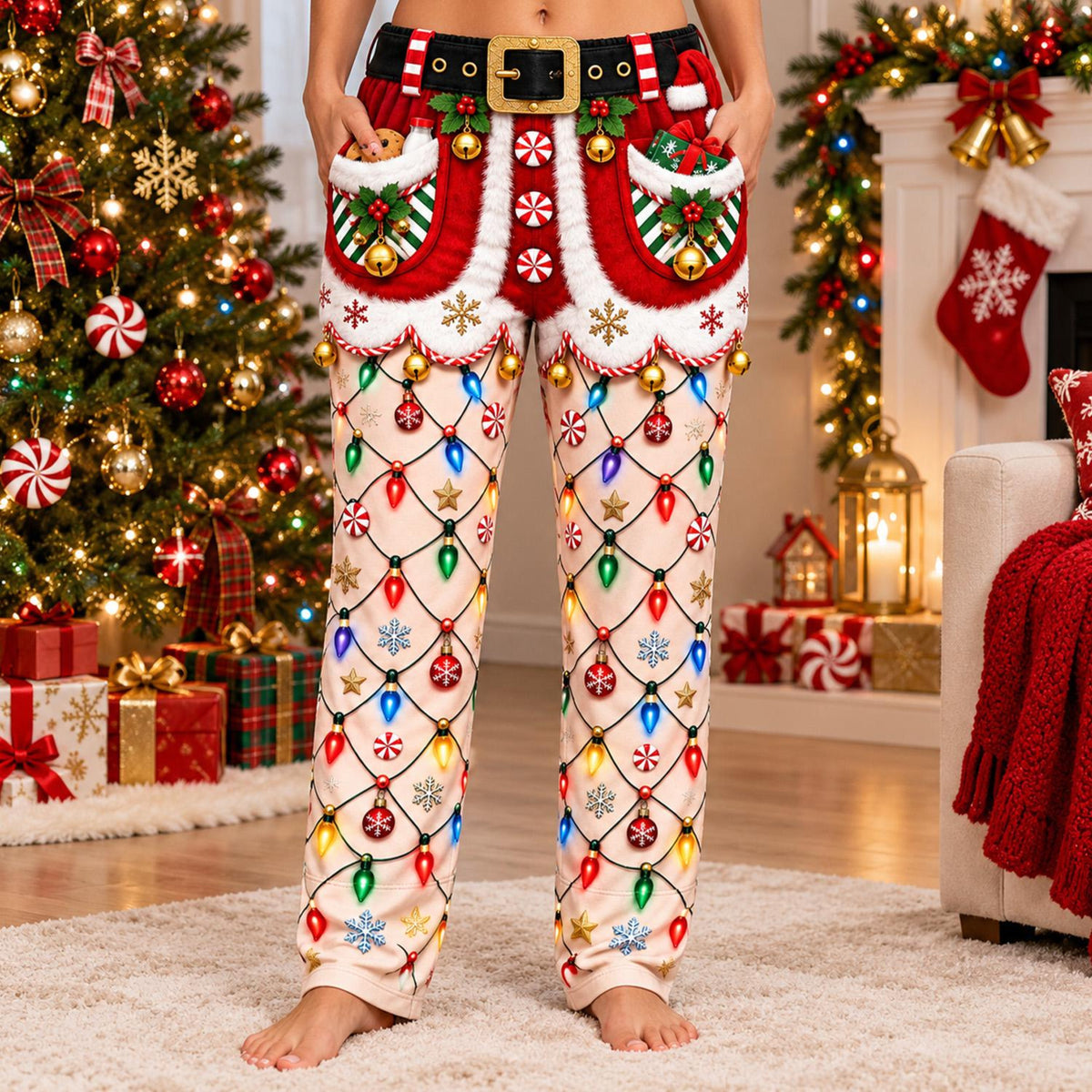 Funny Christmas Pajama Pants: Santa Suit Illusion Print, Holiday String Lights ca3abe24-8450-444e-b42c-06d831d1bcff-6.jpg