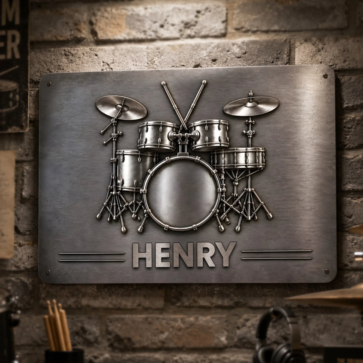 Drums Are My Therapy - Personalized Metal Sign, Gift For Drum Lovers, Brushes Silver Metal Sign ca5e250a-bc84-4c12-8da9-cec70f8a8704-6aa2dab31d3f6.jfif