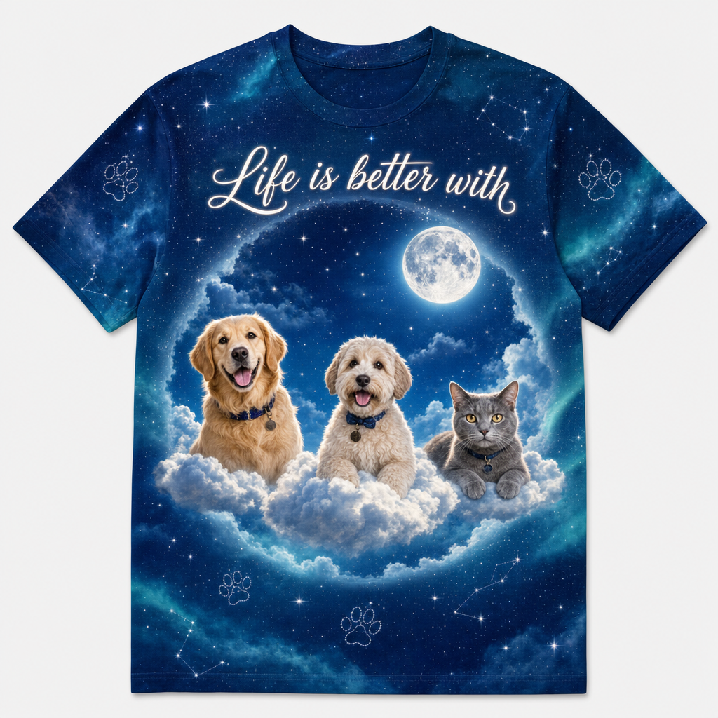 Moonlit Pets-on-Cloud Photo Collage Tee - Personalized T-Shirt - All Over Printed cb3f2c4f-ad7b-49e8-8984-47ad3e447800.png