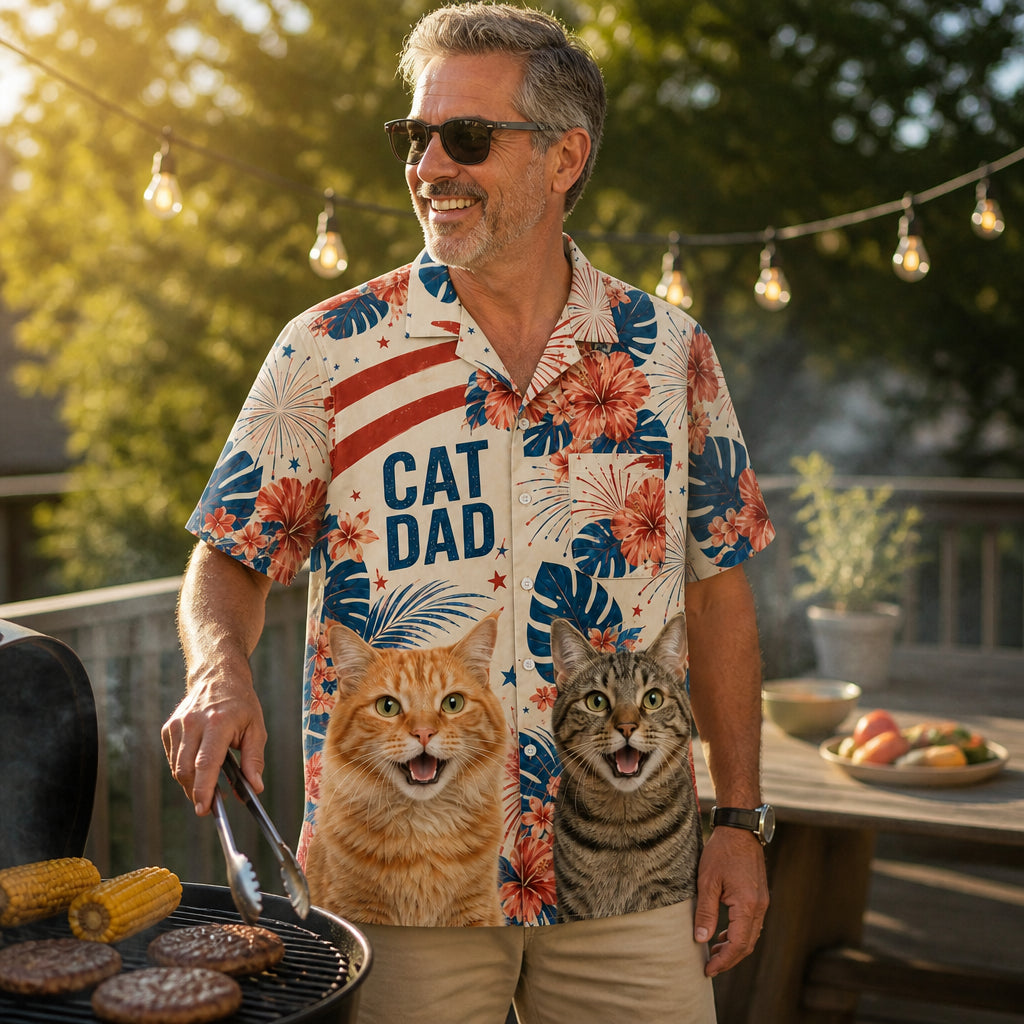 Cat Dad Patriotic Hawaiian - Lifestyle 2