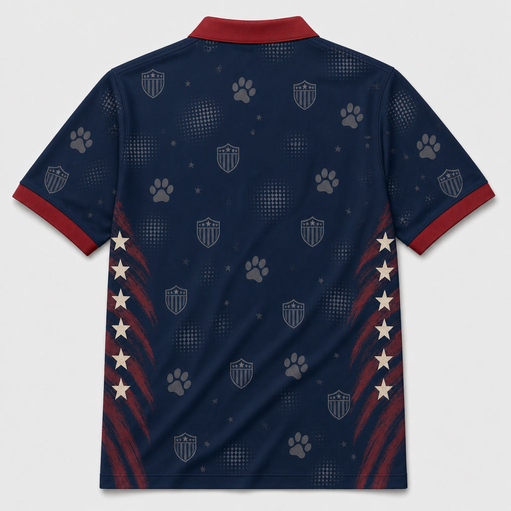Patriotic Pet Crest — Custom Photo AOP Polo - Back view