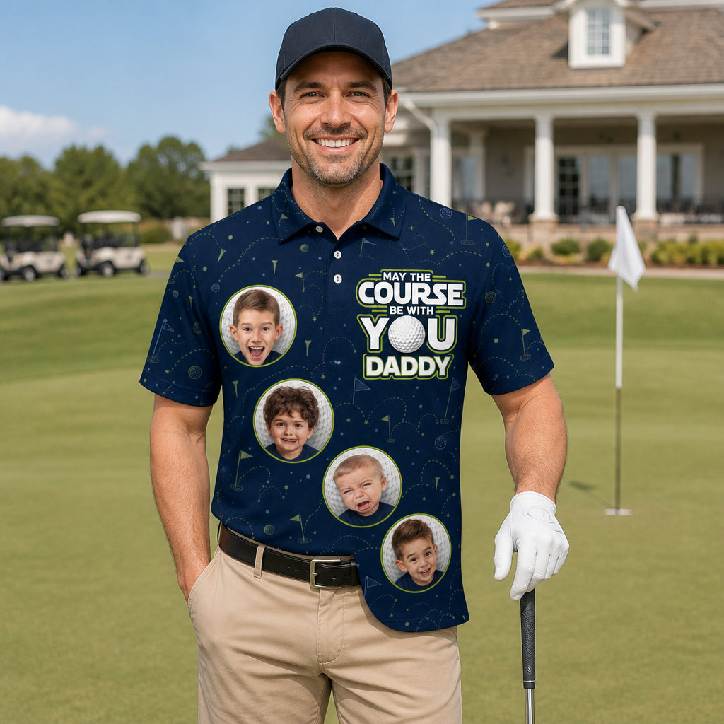 Golf Dad Photo Polo – May The Course Be With You - Lifestyle 2