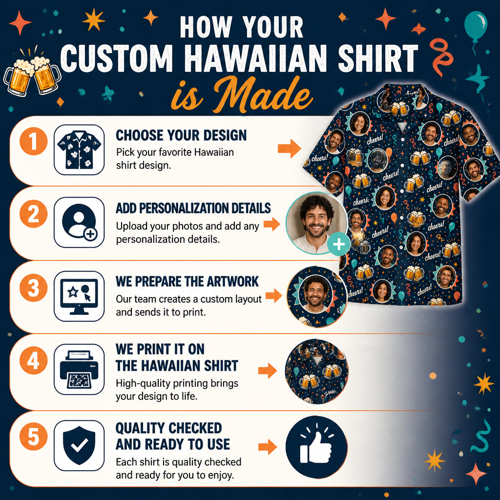 Custom Face Birthday Beer Hawaiian Shirt - How it is made