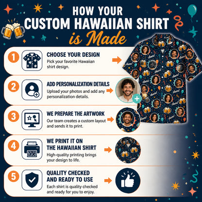 Custom Face Birthday Beer Hawaiian Shirt - How it is made