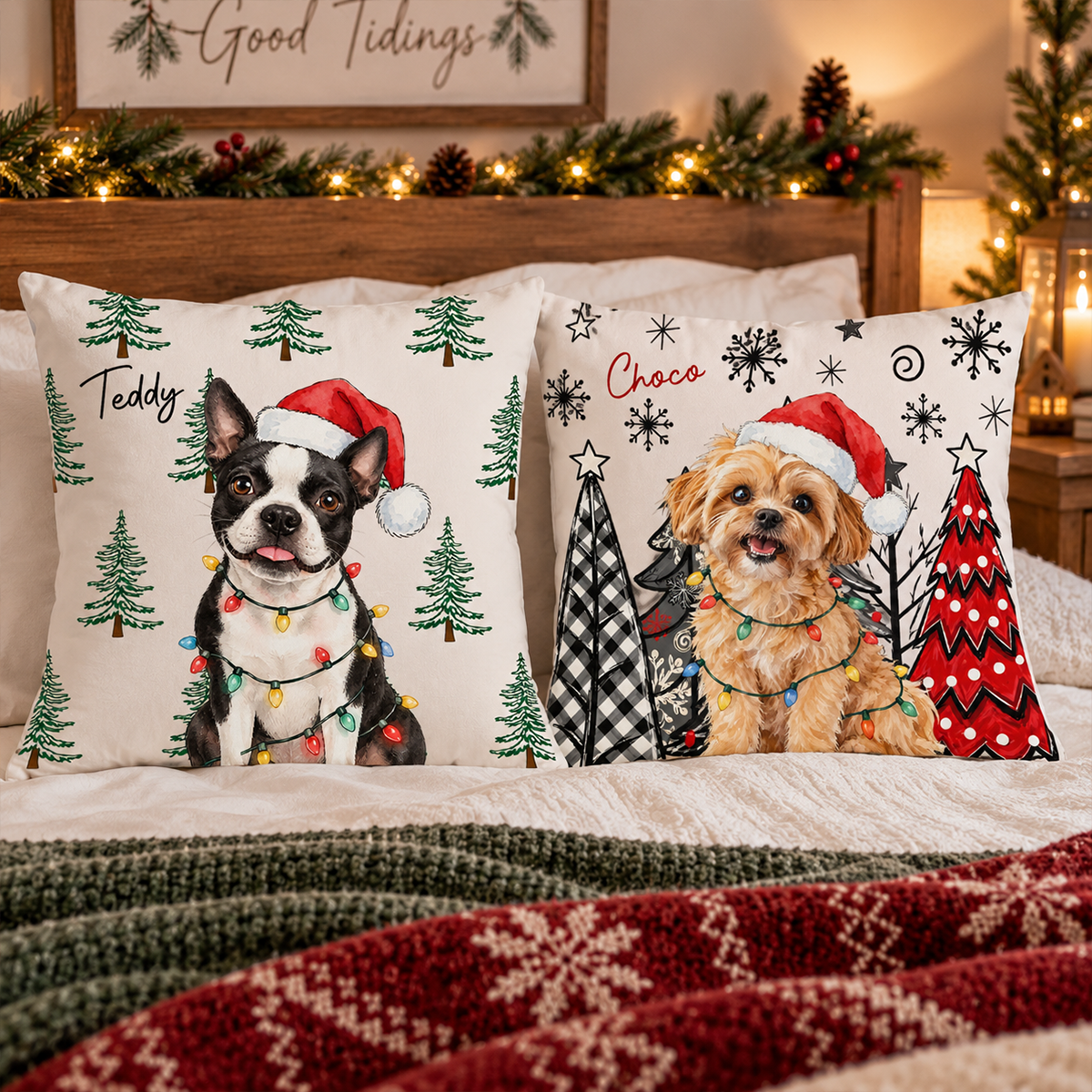 Custom Pet Photo Watercolor Art Christmas Winter Decor Gift - Personalized Pillow cdb8126e-2991-4363-9188-cd24a1439327-4.png