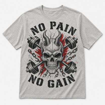 No Pain No Gain Skull Barbell Tee - T-Shirt - All over printed ce22350c-a3cc-40f8-9e5a-f6fd56224067.png