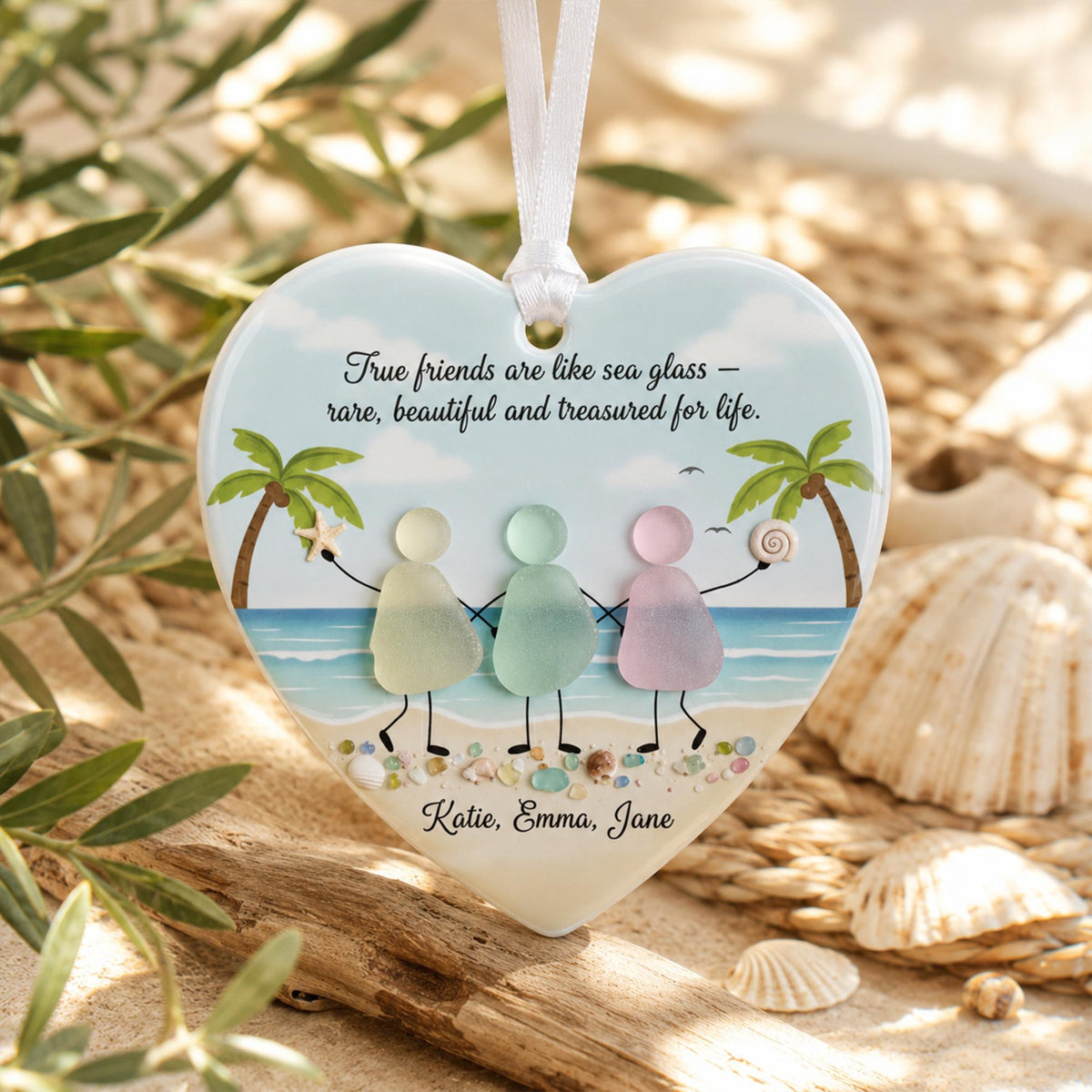 Personalized Sea Glass Friends 3D Effect Printed Ornament, Custom Friendship Gift, Best Friend Christmas Ornament, Beach Lover Keepsake Decor ce445485-8f10-4b0f-941e-b15d32d9faf8-1.jpg