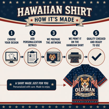 Old Man Dog & America Patriotic Hawaiian Shirt - How to customize