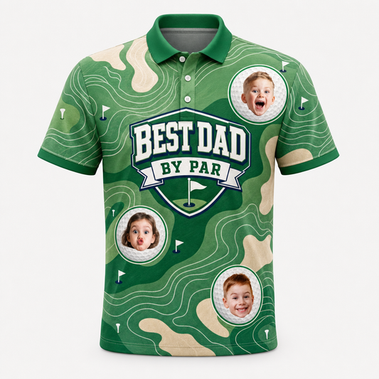 Best Dad by Par Golf Polo — Custom Kids Photo - Hero
