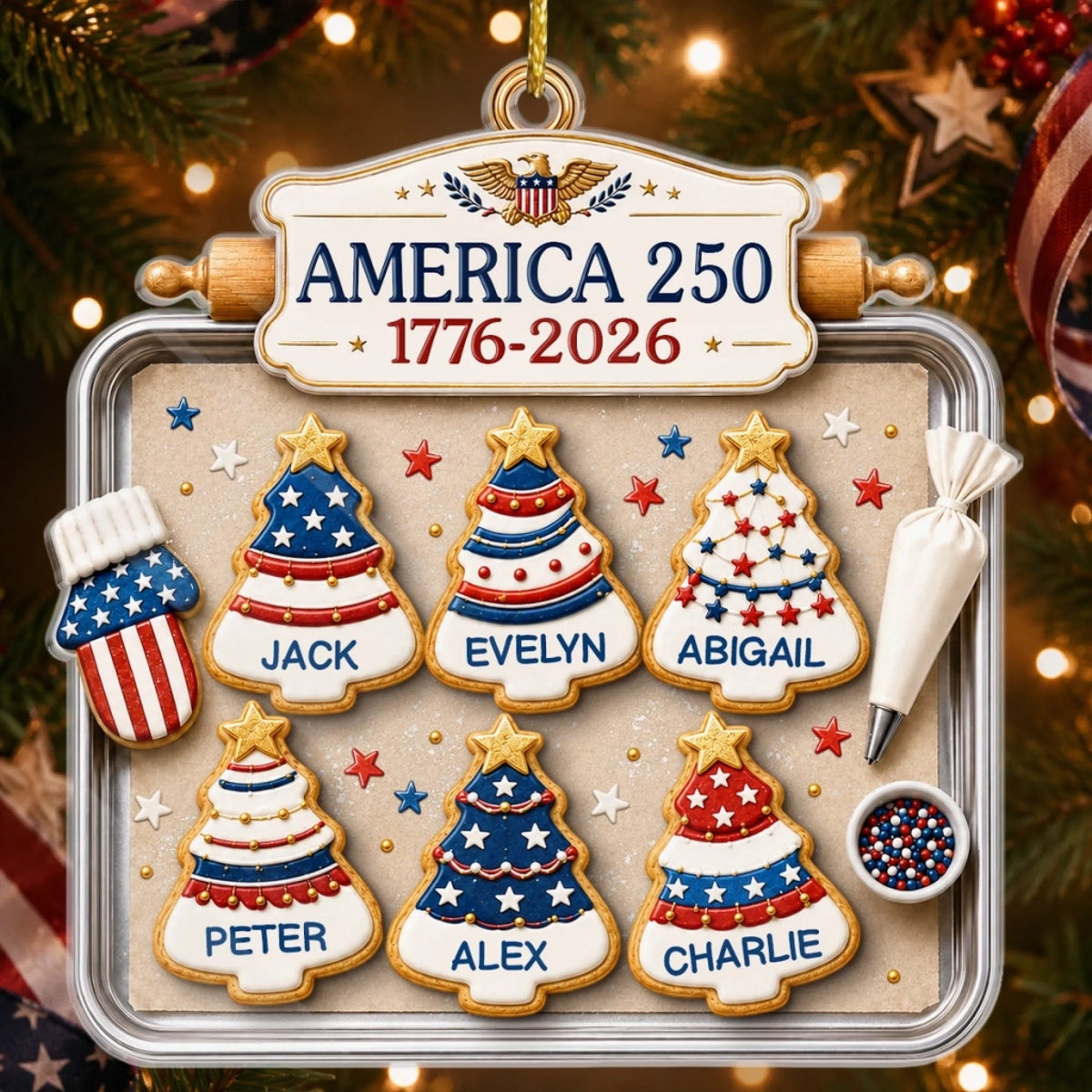 Custom Acrylic Ornament - Personalized America 250th Anniversary Christmas Gifts For Mom, Dad, Brother, Sister - Home Of The Sweet Free cfa02e6e-248b-4ba5-acb8-03d35a59922d-banner-2.jpeg